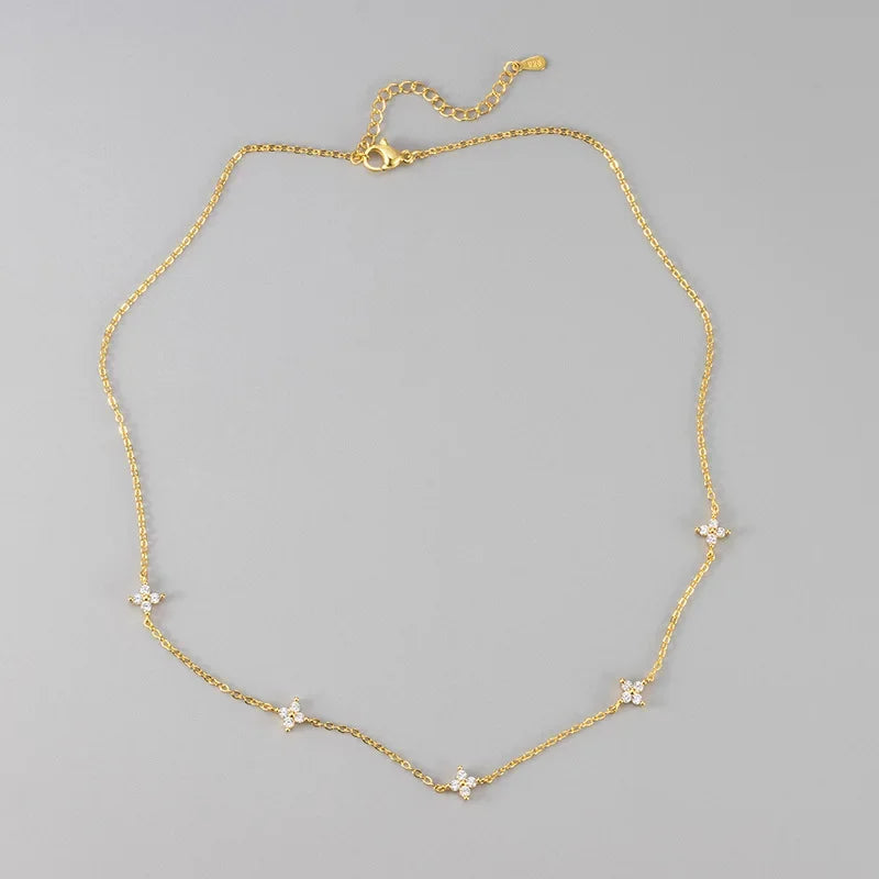 Collier Trèfle 4 Feuilles en Acier Inoxydable | Ras-du-Cou Plaqué Or PVD | THIMALA ACCESSORIES