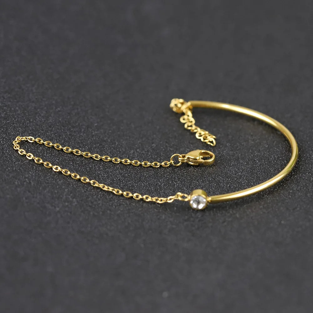 Bracelet NIBA ajustable en acier inoxydable avec zircon