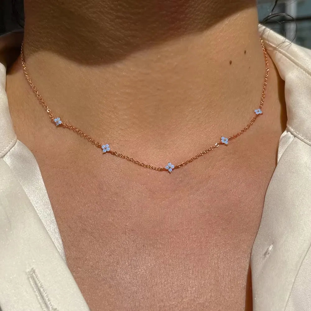 Collier Trèfle 4 Feuilles en Acier Inoxydable | Ras-du-Cou Plaqué Or PVD | THIMALA ACCESSORIES